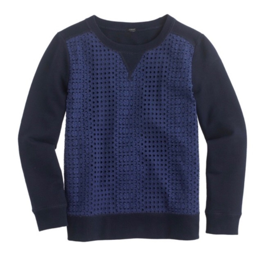 J. Crew Eyelet Sweatshirt pullover 100% cotton M